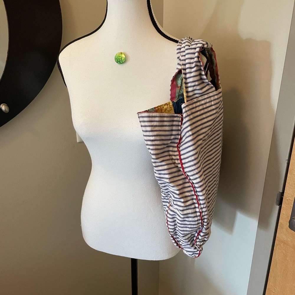 Reversible handmade cotton tote.